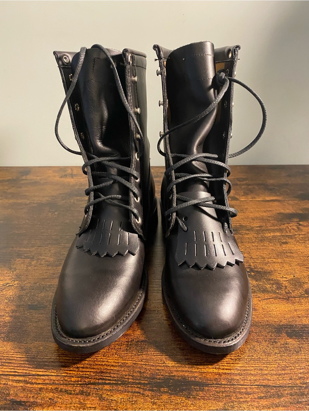 Original Chippewa Black Leather Lace-Up Boot
